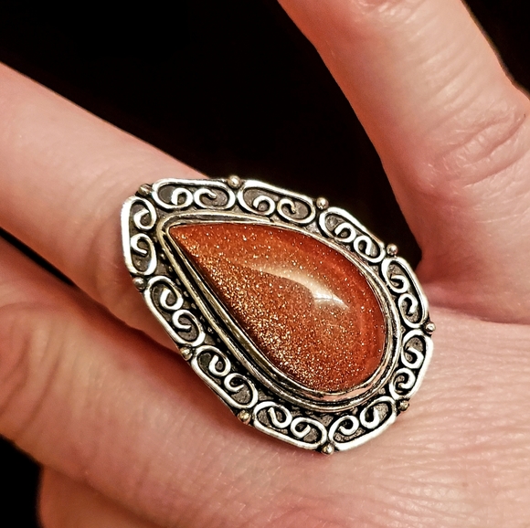 New Sunstone Sun Sitara 925 Silver Statement Ring. - Picture 1 of 8
